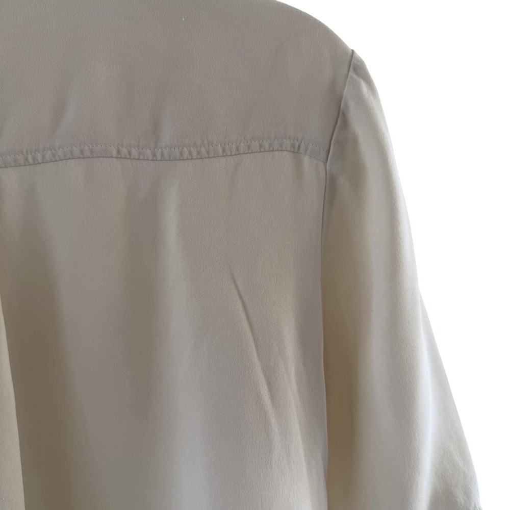Theory Blouse Womens Small White 100% Silk Classic GGT Split Neck Short Sleeve - Picture 5 of 16